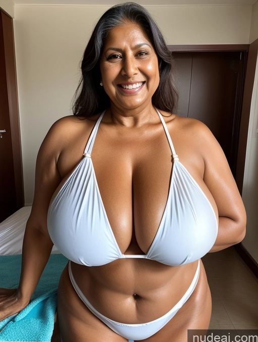 related ai porn images free for One Busty Huge Boobs Thick Tanned Skin Laughing Front View Microkini Thong Indian 70s Maid