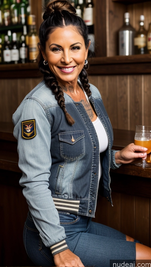 related ai porn images free for Muscular Abs Dark Skin Milf Thick Big Hips Braided Black Hair Jeans Tattoos Bomber Front View Lumberjack Western Traditional Military 70s Happy Bar