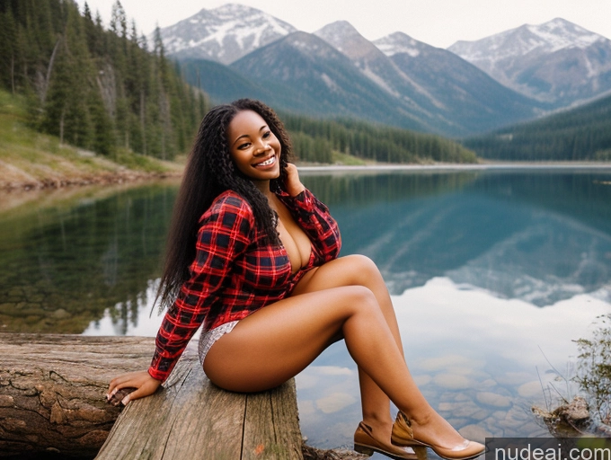 related ai porn images free for Woman One Small Tits Small Ass Thick Beautiful Happy Sexy Face Long Hair Film Photo Lake Front View Lumberjack Bright Lighting 30s Black