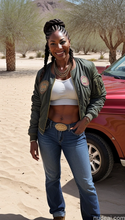 related ai porn images free for Muscular Abs Dark Skin Milf Thick Big Hips Braided Black Hair Jeans Tattoos Bomber Front View Lumberjack Western Traditional Military 70s Happy Oasis Black