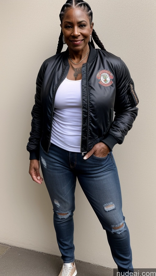 related ai porn images free for Muscular Abs Dark Skin Milf Thick Big Hips Braided Black Hair Jeans Tattoos Bomber Front View Lumberjack Traditional Black 60s