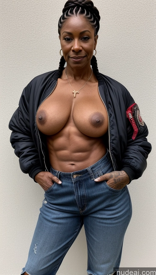 related ai porn images free for Muscular Abs Dark Skin Milf Thick Big Hips Braided Black Hair Tattoos Bomber Front View Lumberjack Traditional Black 60s