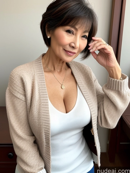 related ai porn images free for Milf Perfect Boobs Beautiful 70s Pixie Chinese Blouse Casual Jacket Professor Stylish Sweater Cleavage Detailed Sexy Face