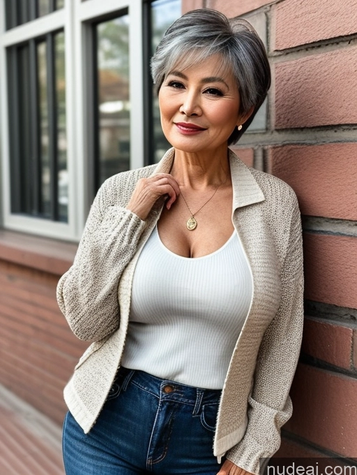 related ai porn images free for Milf Perfect Boobs Beautiful 70s Pixie Chinese Blouse Casual Jacket Professor Stylish Sweater Cleavage Detailed Sexy Face