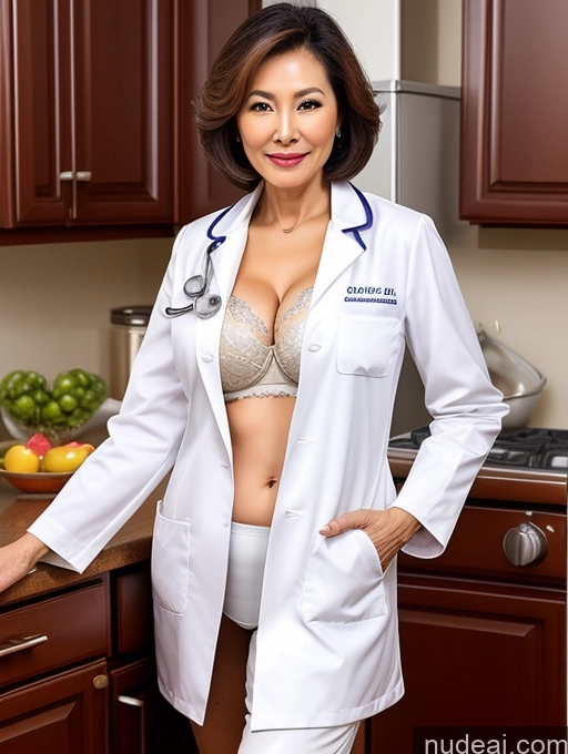related ai porn images free for Milf Two Busty Perfect Boobs Beautiful Perfect Body 70s Bobcut Chinese Kitchen Bra Doctor Jacket Lab Coat Stylish Suit Cleavage Detailed Sexy Face