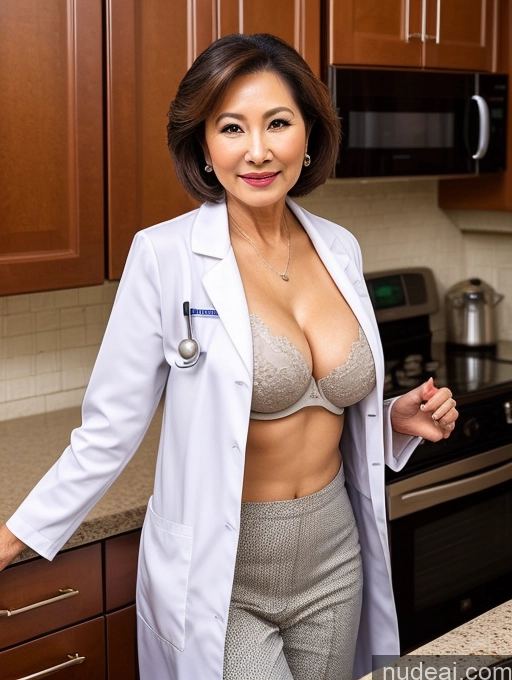 related ai porn images free for Milf Two Busty Perfect Boobs Beautiful Perfect Body 70s Bobcut Chinese Kitchen Bra Doctor Jacket Lab Coat Stylish Suit Cleavage Detailed Sexy Face