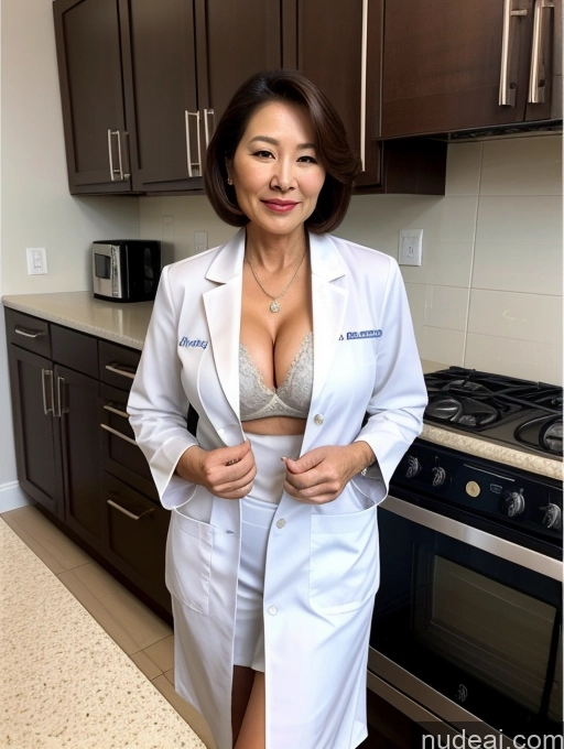 related ai porn images free for Milf Two Busty Perfect Boobs Beautiful Perfect Body 70s Bobcut Chinese Kitchen Bra Doctor Jacket Lab Coat Stylish Suit Cleavage Detailed Sexy Face
