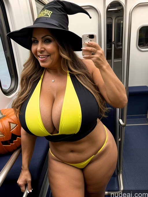 related ai porn images free for One Busty Huge Boobs Thick Tanned Skin Laughing Front View Microkini Thong 70s Latina Halloween Witch Construction Worker Train