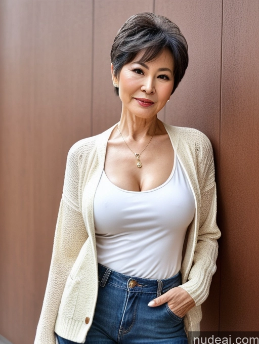 related ai porn images free for Milf Perfect Boobs Beautiful 70s Pixie Chinese Blouse Casual Jacket Professor Stylish Sweater Cleavage Detailed Sexy Face Partially Nude