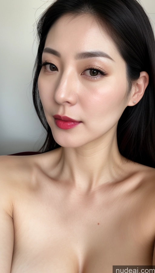 related ai porn images free for One Beautiful Fairer Skin Black Hair Close-up View Lipstick Slicked Korean Woman 40s Perfect Boobs