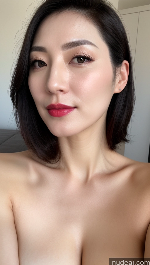 related ai porn images free for One Beautiful Fairer Skin Black Hair Close-up View Lipstick Slicked Korean Woman 40s Perfect Boobs