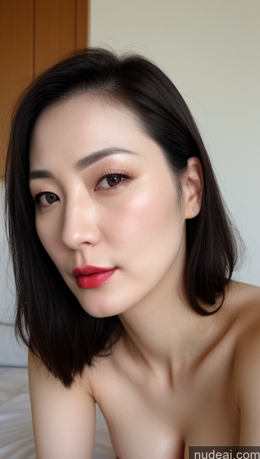 related ai porn images free for One Beautiful Fairer Skin Black Hair Close-up View Lipstick Slicked Korean Woman 40s Perfect Boobs