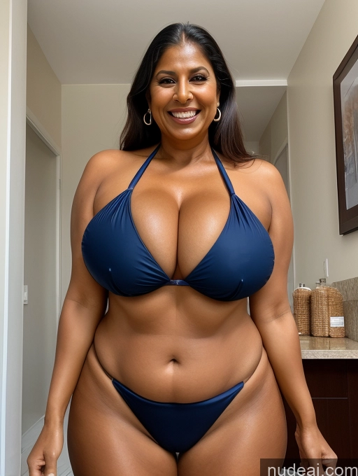 related ai porn images free for One Busty Huge Boobs Thick Tanned Skin Indian Laughing Front View Microkini Thong 60s Maid