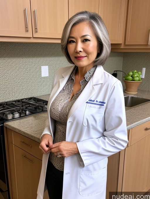 related ai porn images free for Milf Two Busty Perfect Boobs Beautiful Perfect Body 70s Bobcut Chinese Kitchen Bra Doctor Jacket Lab Coat Stylish Suit Cleavage Detailed Sexy Face