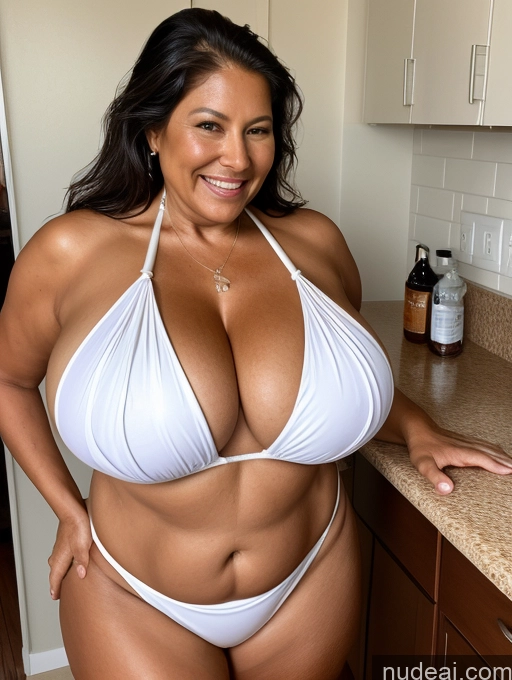 related ai porn images free for One Busty Huge Boobs Thick Tanned Skin Front View Microkini Thong 60s Native American Maid Laughing