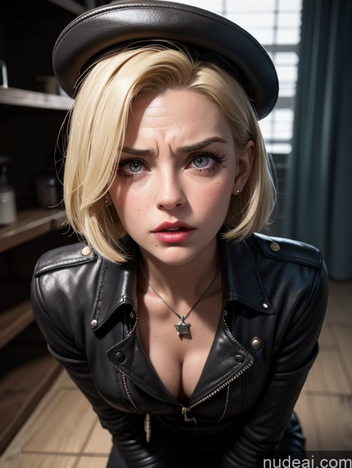 related ai porn images free for Pubic Hair Fairer Skin Military Vintage Pilot Leather German Blonde Short Hair Prison Gloves Serious Angry Woman Detailed Dark Lighting Jewelry Hat Cleavage Dynamic View Boots