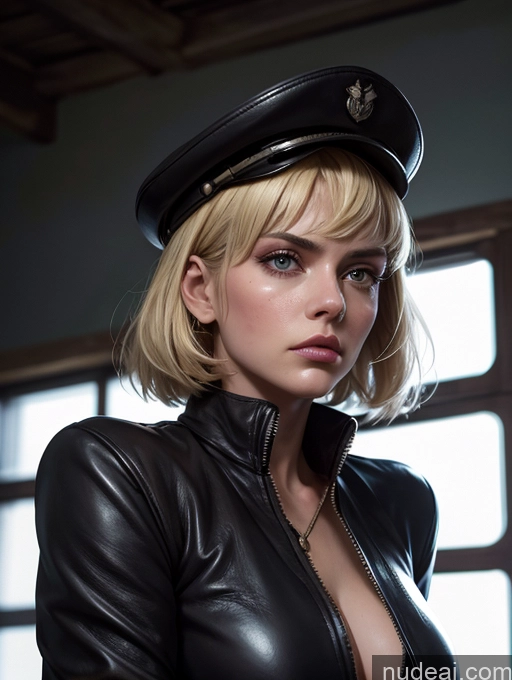 related ai porn images free for Pubic Hair Fairer Skin Military Vintage Pilot Leather German Blonde Short Hair Prison Gloves Serious Angry Woman Detailed Dark Lighting Jewelry Hat Cleavage Dynamic View Boots