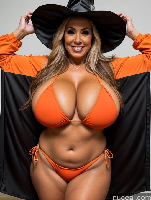 related ai porn images free for One Busty Huge Boobs Thick Tanned Skin Front View Microkini Thong Laughing Latina 70s Halloween Witch Firefighter