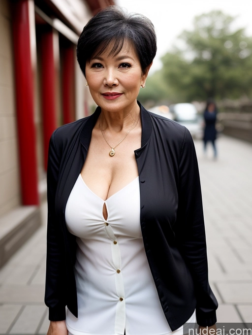 related ai porn images free for Milf Perfect Boobs Beautiful 70s Pixie Chinese Blouse Casual Jacket Professor Stylish Sweater Cleavage Detailed Sexy Face Dark Lighting Alternative