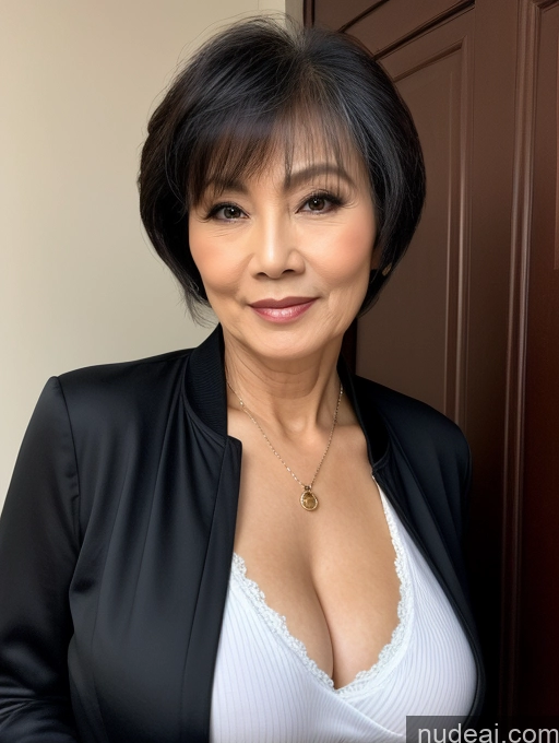 related ai porn images free for Milf Perfect Boobs Beautiful 70s Pixie Chinese Blouse Casual Jacket Professor Stylish Sweater Cleavage Detailed Sexy Face Dark Lighting Alternative