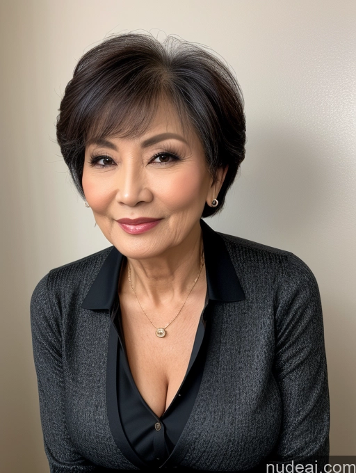 related ai porn images free for Milf Perfect Boobs Beautiful 70s Pixie Chinese Blouse Casual Jacket Professor Stylish Sweater Cleavage Detailed Sexy Face Dark Lighting