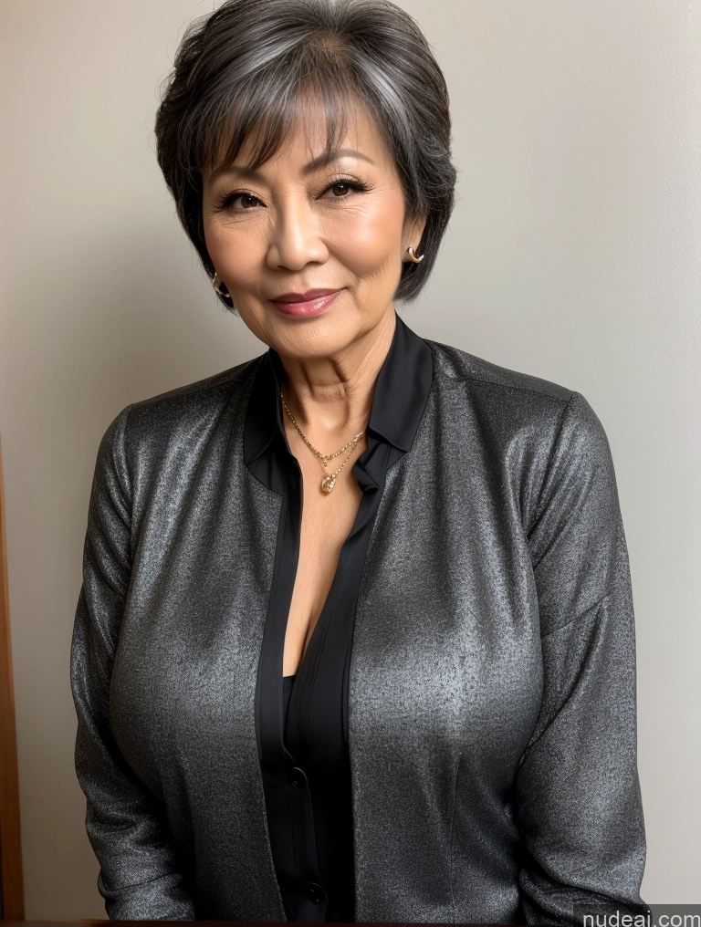 related ai porn images free for Milf Perfect Boobs Beautiful 70s Pixie Chinese Blouse Casual Jacket Professor Stylish Sweater Cleavage Detailed Sexy Face Dark Lighting