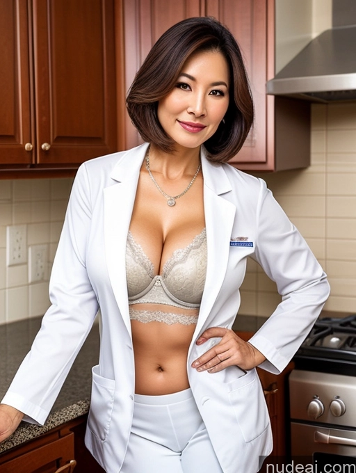 related ai porn images free for Milf Two Busty Perfect Boobs Beautiful Perfect Body 70s Bobcut Chinese Kitchen Bra Doctor Jacket Lab Coat Stylish Suit Cleavage Detailed Sexy Face
