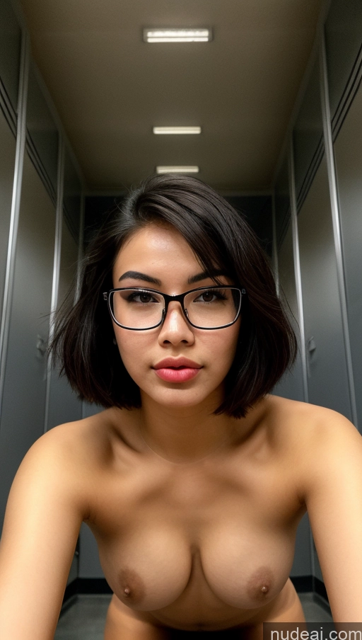 related ai porn images free for Woman Perfect Boobs Glasses Perfect Body 18 Black Hair Nude Indonesian Pouting Lips Sexy Face Bobcut Detailed Locker Room Plank