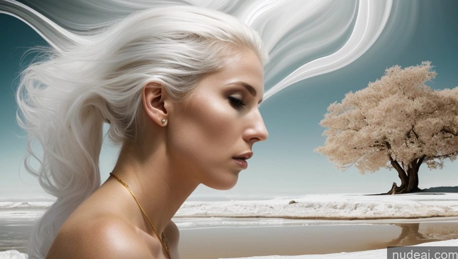 related ai porn images free for Model One Perfect Boobs 20s Sexy Face Surrealist Nude Gold Jewelry White White Hair Long Hair Alternative Side View Fairer Skin Bathroom Bending Over