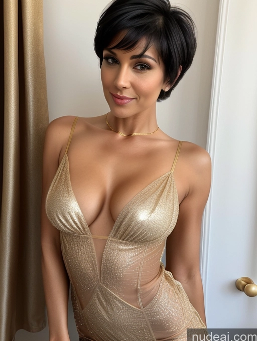 related ai porn images free for Perfect Boobs Beautiful Perfect Body 60s Sexy Face Black Hair Pixie Front View Dress Cleavage Partially Nude Transparent Gold Jewelry