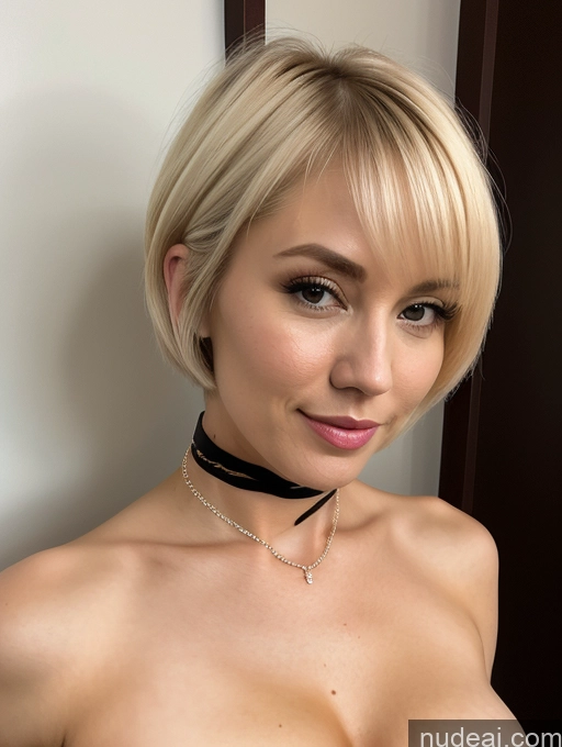 related ai porn images free for Perfect Boobs Beautiful Blonde Choker Kimono Short Hair 30s Partially Nude White
