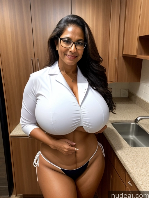 related ai porn images free for One Busty Huge Boobs Thick Tanned Skin Front View Microkini Thong Sexy Face 60s Indian Maid Lab Coat Glasses