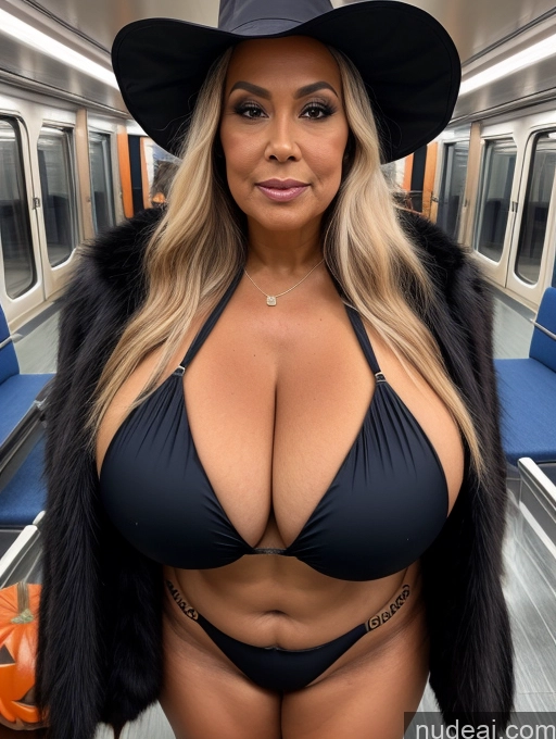 related ai porn images free for One Busty Huge Boobs Thick Tanned Skin Front View Microkini Thong Sexy Face 70s Polynesian Halloween Witch Train Fur Jacket