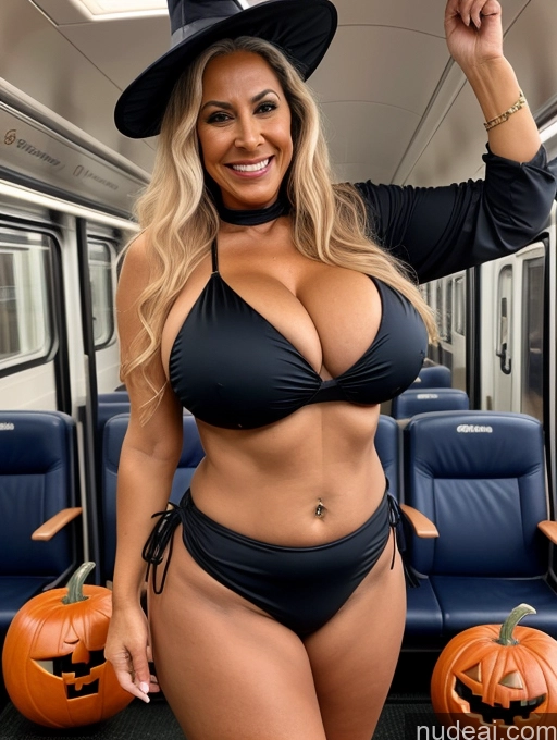 related ai porn images free for One Busty Huge Boobs Thick Tanned Skin Front View Microkini Thong Laughing Train Halloween Witch 70s Latina