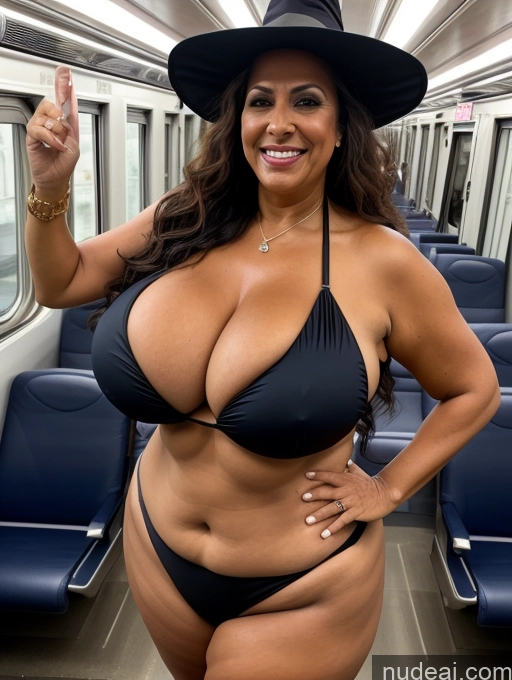 related ai porn images free for One Busty Huge Boobs Thick Tanned Skin Laughing Front View Microkini Thong Train 70s Latina Halloween Witch