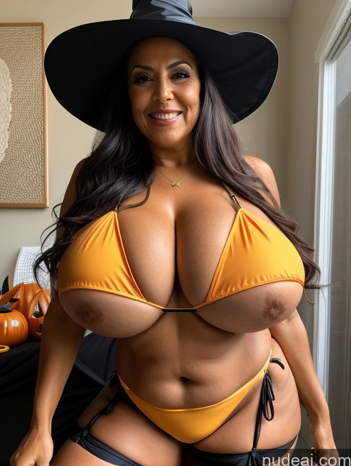 related ai porn images free for One Busty Huge Boobs Thick Tanned Skin Laughing Front View Microkini Thong 70s Latina Halloween Witch Construction Worker
