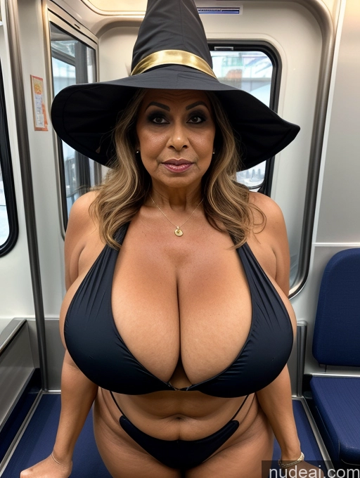 related ai porn images free for One Busty Huge Boobs Thick Tanned Skin Front View Microkini Thong Indian 70s Halloween Witch Train