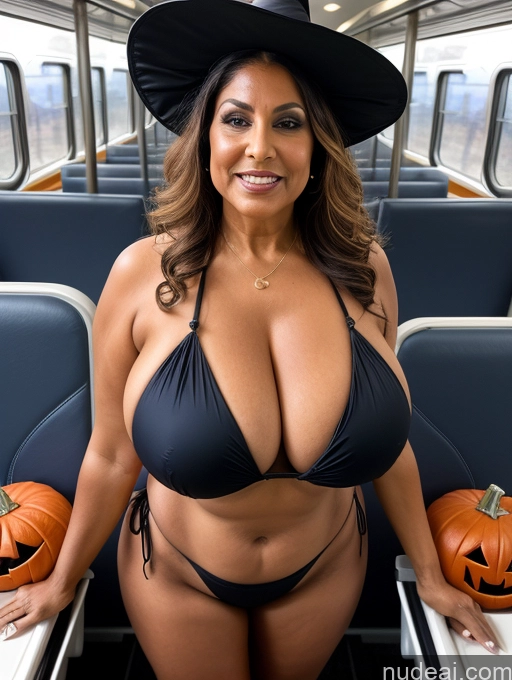 related ai porn images free for One Busty Huge Boobs Thick Tanned Skin Front View Microkini Thong Indian 70s Halloween Witch Train