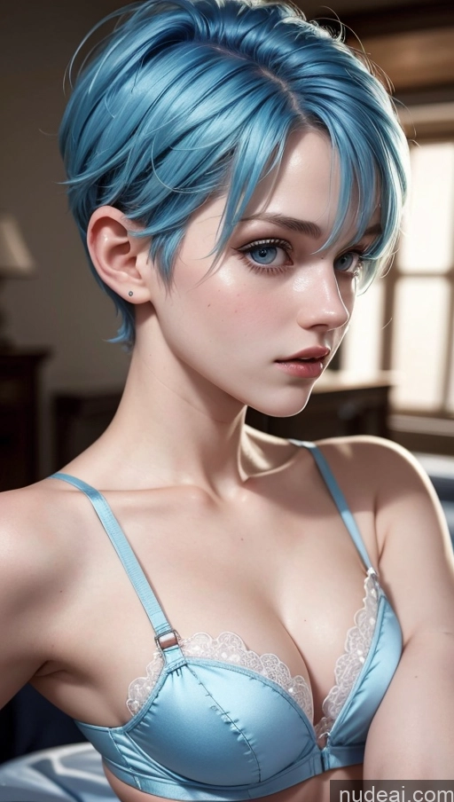 related ai porn images free for Close-up View Satin Small Tits Skinny 18 Pixie Fairer Skin Bra Blue Hair