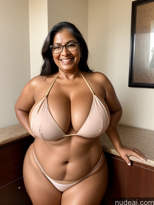 related ai porn images free for One Busty Huge Boobs Thick Tanned Skin Sexy Face Laughing Front View Microkini Thong 70s Indian Glasses Maid