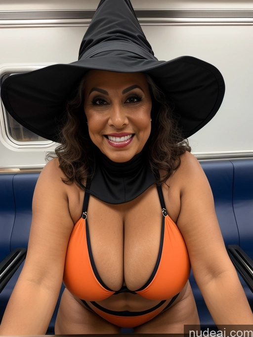 related ai porn images free for One Busty Huge Boobs Thick Tanned Skin Sexy Face Laughing Front View Microkini Thong 70s Latina Halloween Witch Train
