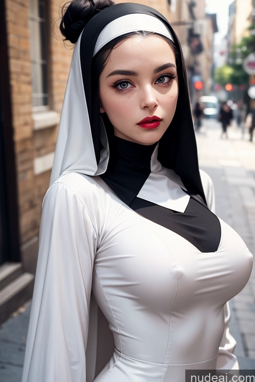 related ai porn images free for Model One Busty Lipstick Skinny Big Ass Long Legs Perfect Body Fairer Skin Shocked Black Hair Hair Bun Italian Film Photo Close-up View Nun Pearl Jewelry Detailed Street 30s