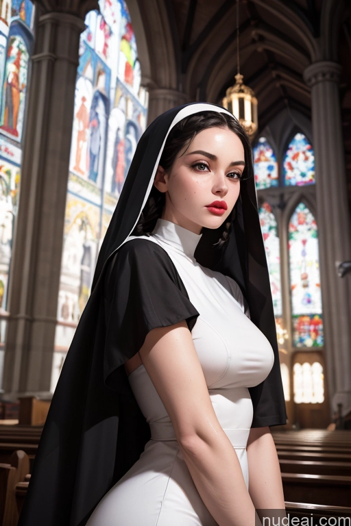 related ai porn images free for Model One Busty Skinny Lipstick Perfect Body Big Ass Fairer Skin 30s Pouting Lips Black Hair Braided Italian Film Photo Front View Nun Pearl Jewelry Detailed Church