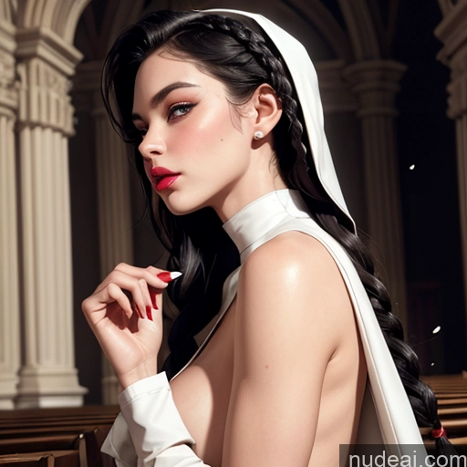 related ai porn images free for Model One Busty Skinny Lipstick Perfect Body Big Ass Fairer Skin 30s Pouting Lips Black Hair Braided Italian Film Photo Nun Pearl Jewelry Detailed Church Partially Nude Side View