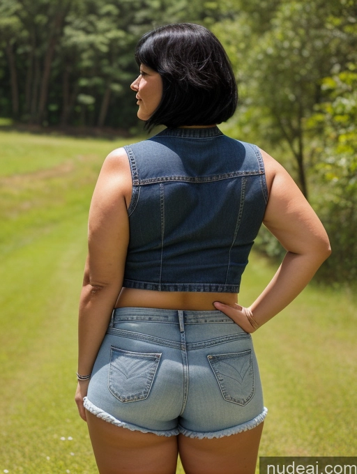 related ai porn images free for Woman One Chubby Fat 60s Black Hair Bobcut Asian Back View Daisy Dukes