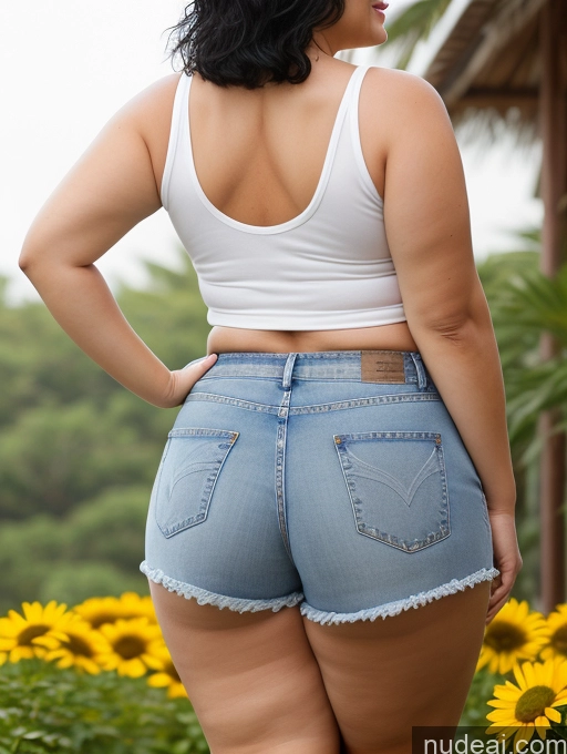 related ai porn images free for Woman One Chubby Fat 60s Black Hair Bobcut Asian Back View Daisy Dukes