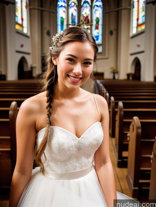 related ai porn images free for Woman One Beautiful Brunette British Film Photo Front View Bright Lighting 18 Happy Seductive Church Wedding Braided
