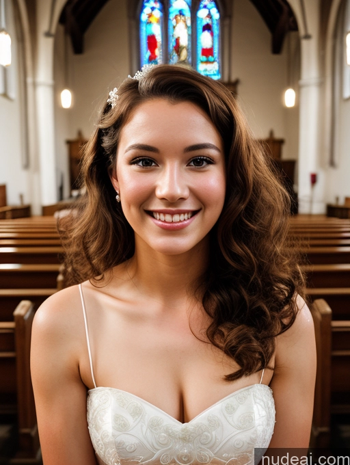 related ai porn images free for Woman One Beautiful Brunette Film Photo Front View Bright Lighting 18 Happy Seductive Church Wedding British Curly Hair