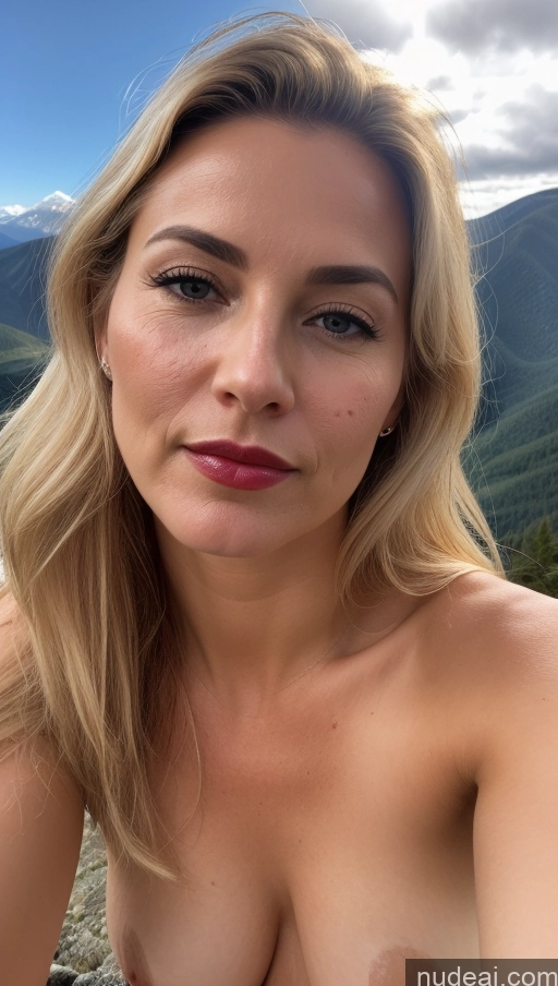 related ai porn images free for Woman One Small Tits Beautiful Lipstick Blonde White Close-up View Detailed Dark Lighting Cumshot Mountains 50s