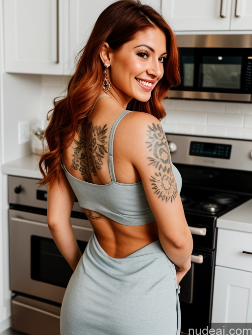 related ai porn images free for Woman Small Tits Beautiful Tattoos 20s Happy Ginger Brazilian Kitchen Back View Crop Top Dress